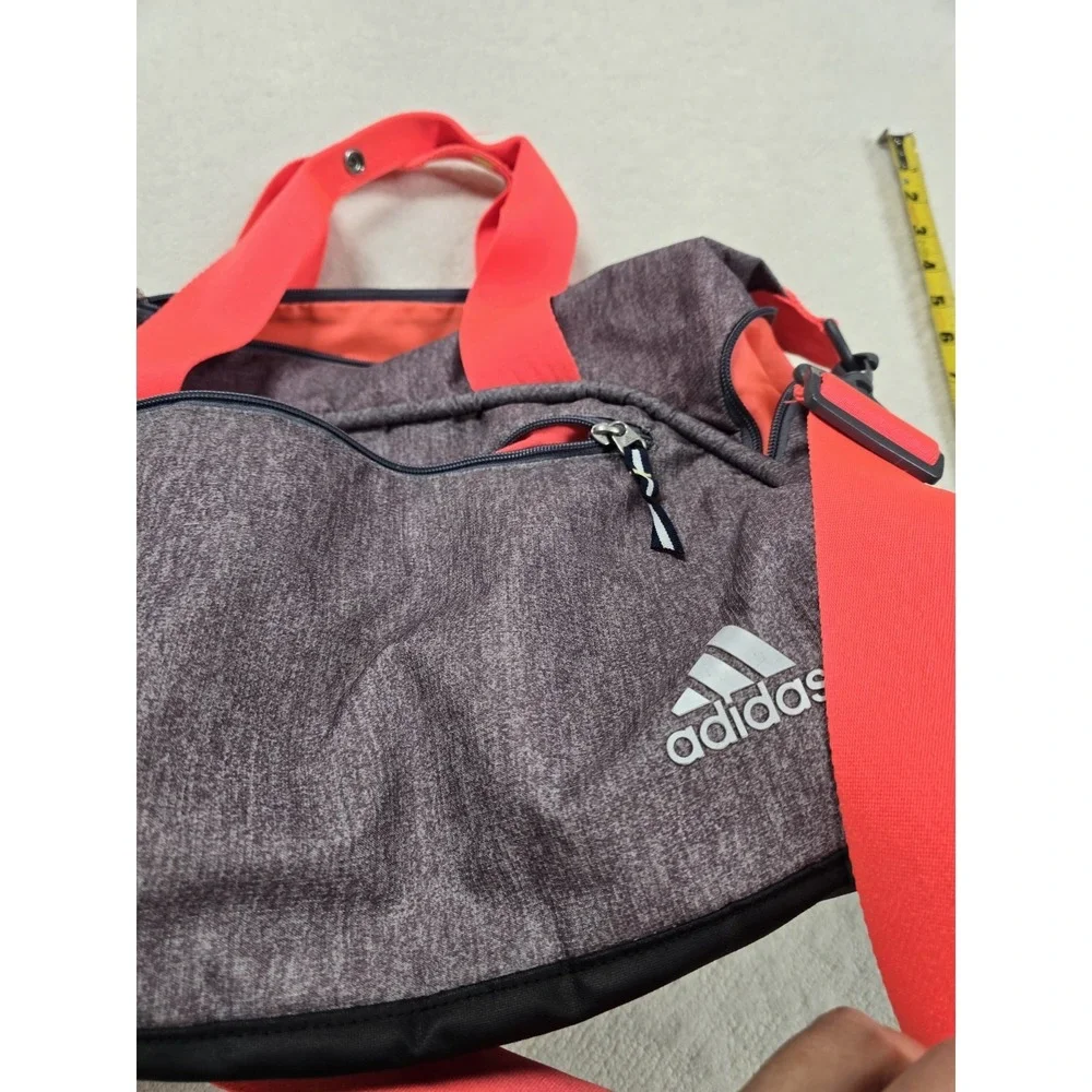 Adidas Gym Duffle Bag Gray/Orange Sport Training Travel Carry-On Shoulder Strap